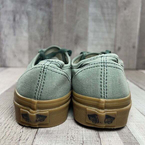 Vans Authentic Kids Size 3.5 Canvas Skate Shoes Sneaker Duck Green Gum Sole - Picture 10 of 14